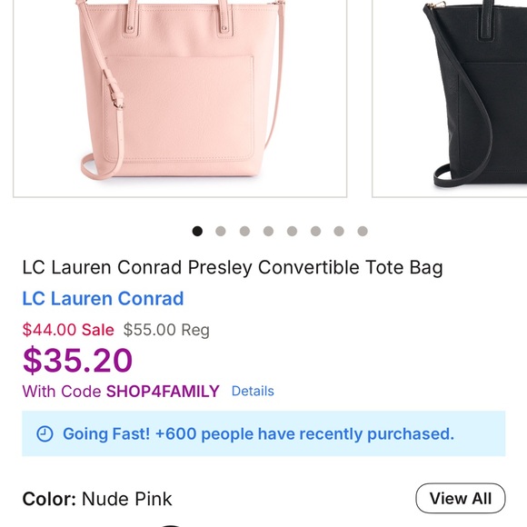 NWT LC Lauren Conrad Pink Striped Eyelet Presley Convertible Tote Bag - Picture 4 of 6